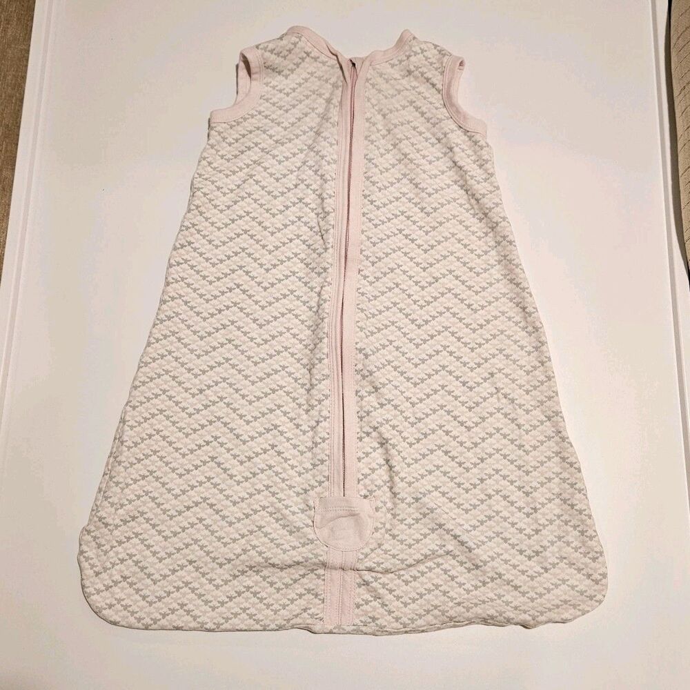 Burts Bees Organic Cotton Baby Sleep Sack Pink Gray Blanket, Size S 0-6 Mos